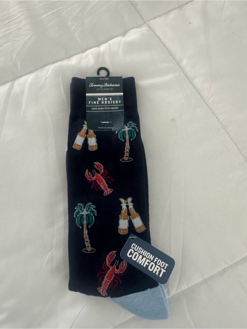 Tommy Bahama Black Casual Socks with Palm Tree, Lobster & Bottle Motifs